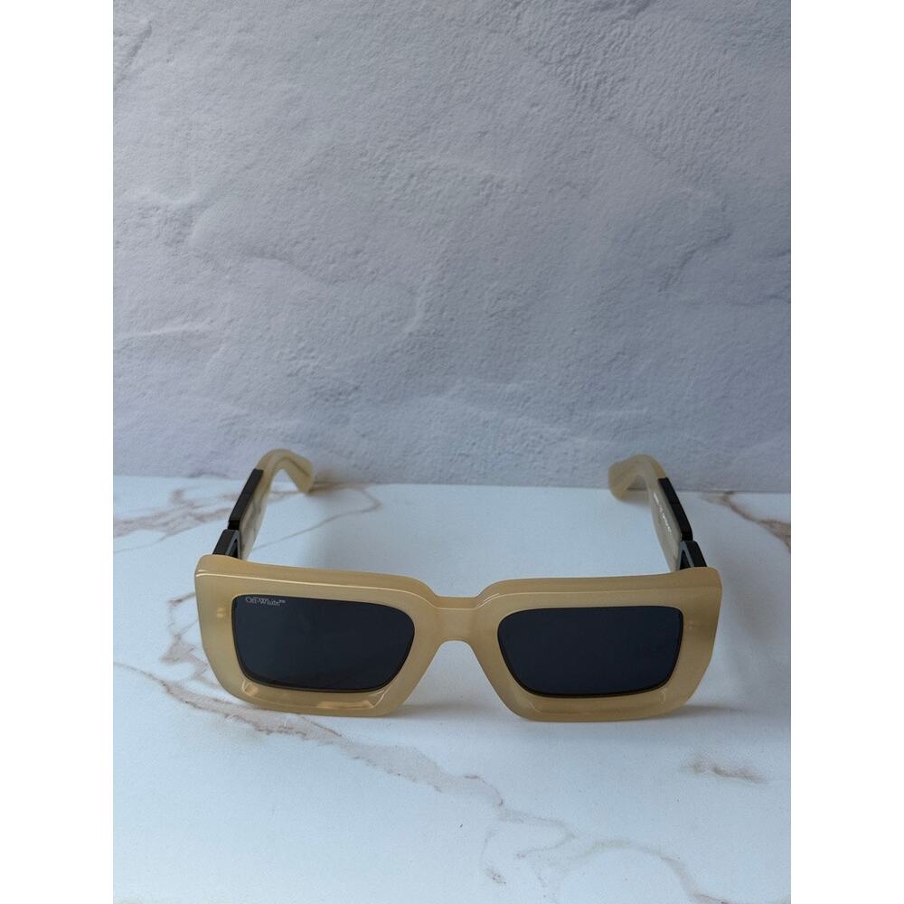 NEW Off White Boston Beige Square Unisex Sunglasses - Picture 5 of 7